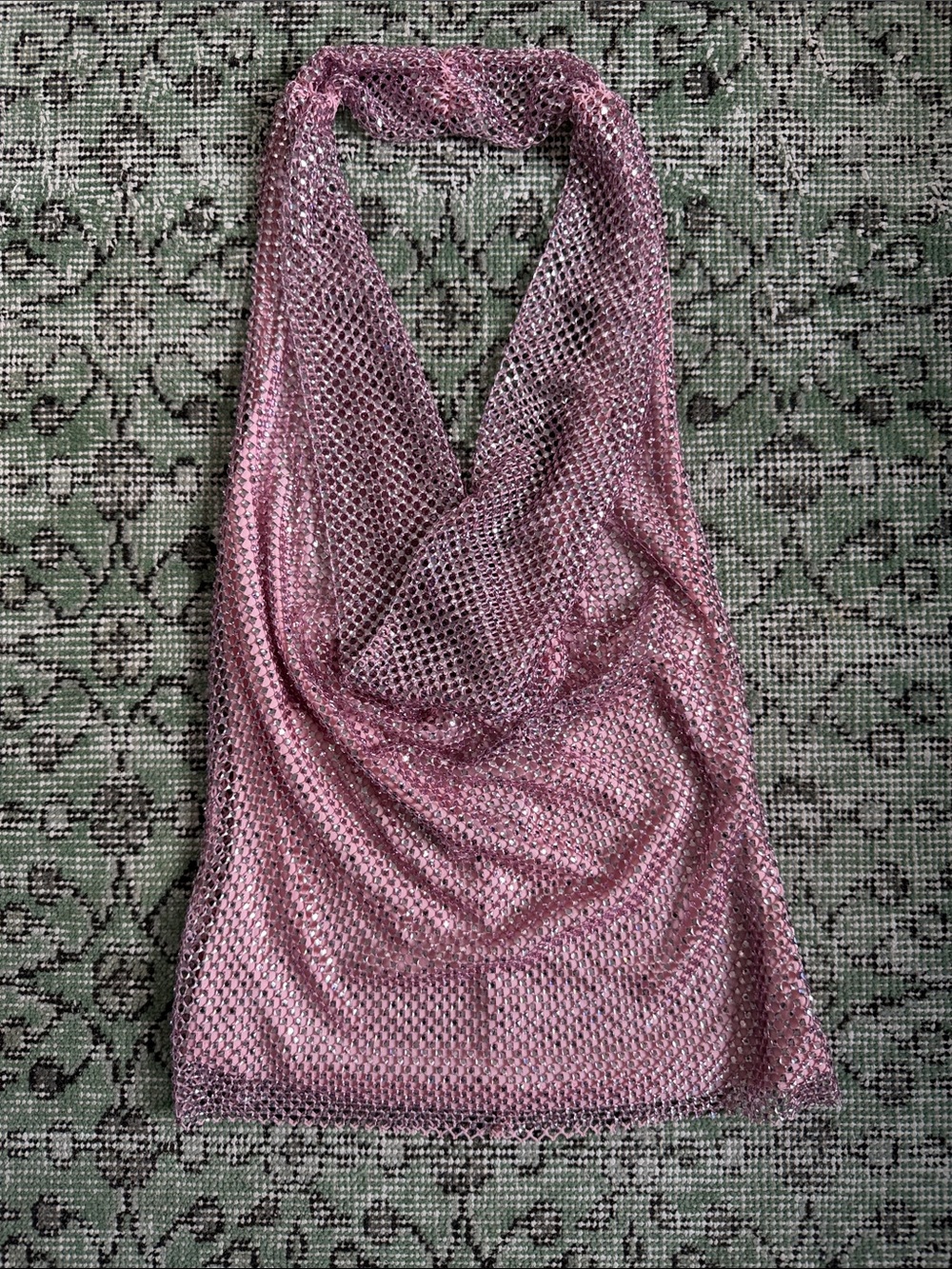 Zara Shimmery Pink Halter Cowl Top
